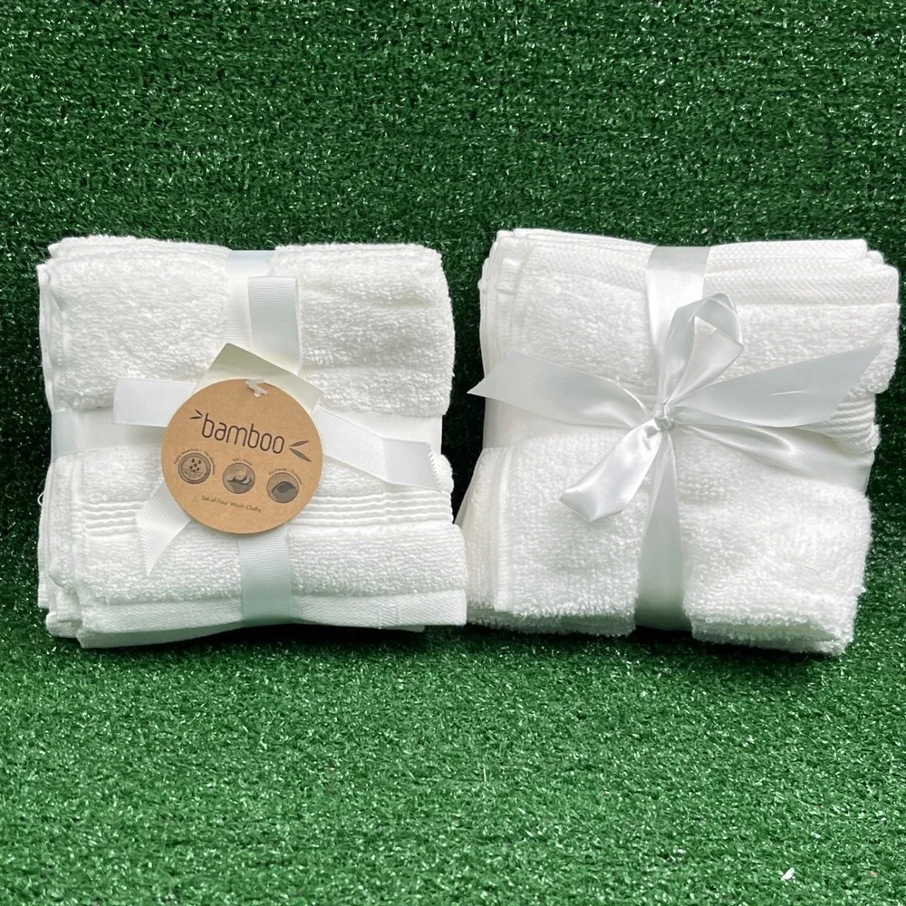 Bamboo Oeko-Tex Standard 100 White Wash Cloths Lot of 8 NWT